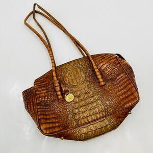 Brahmin brown exotic leather shoulder bag
